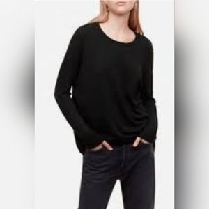 Aritzia Wilfred Free Black High Low Top Oversized Long Sleeve Stretch Size XS